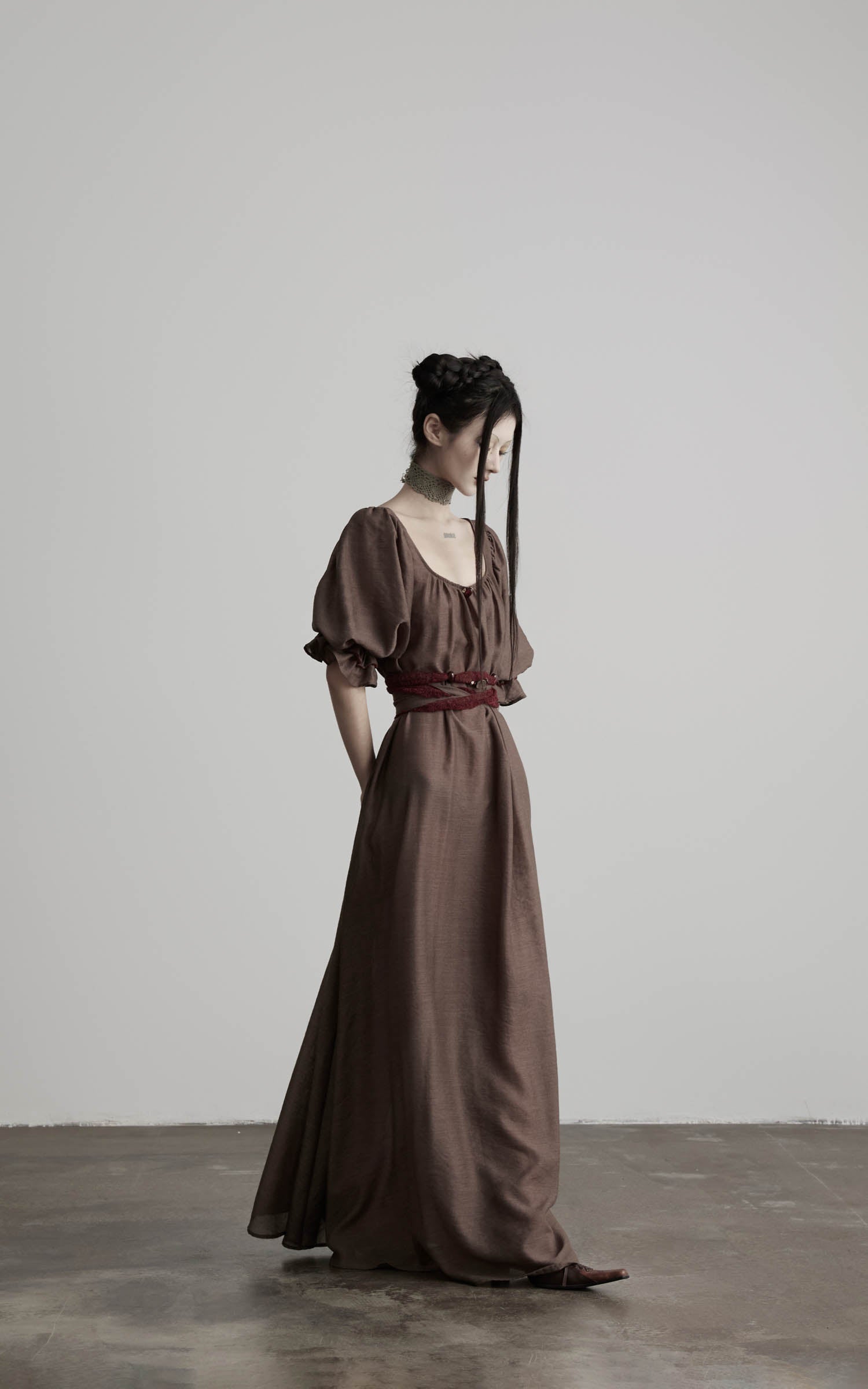 DOINDULGE Square Neck Puff Sleeve Maxi Dress