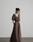 DOINDULGE Square Neck Puff Sleeve Maxi Dress