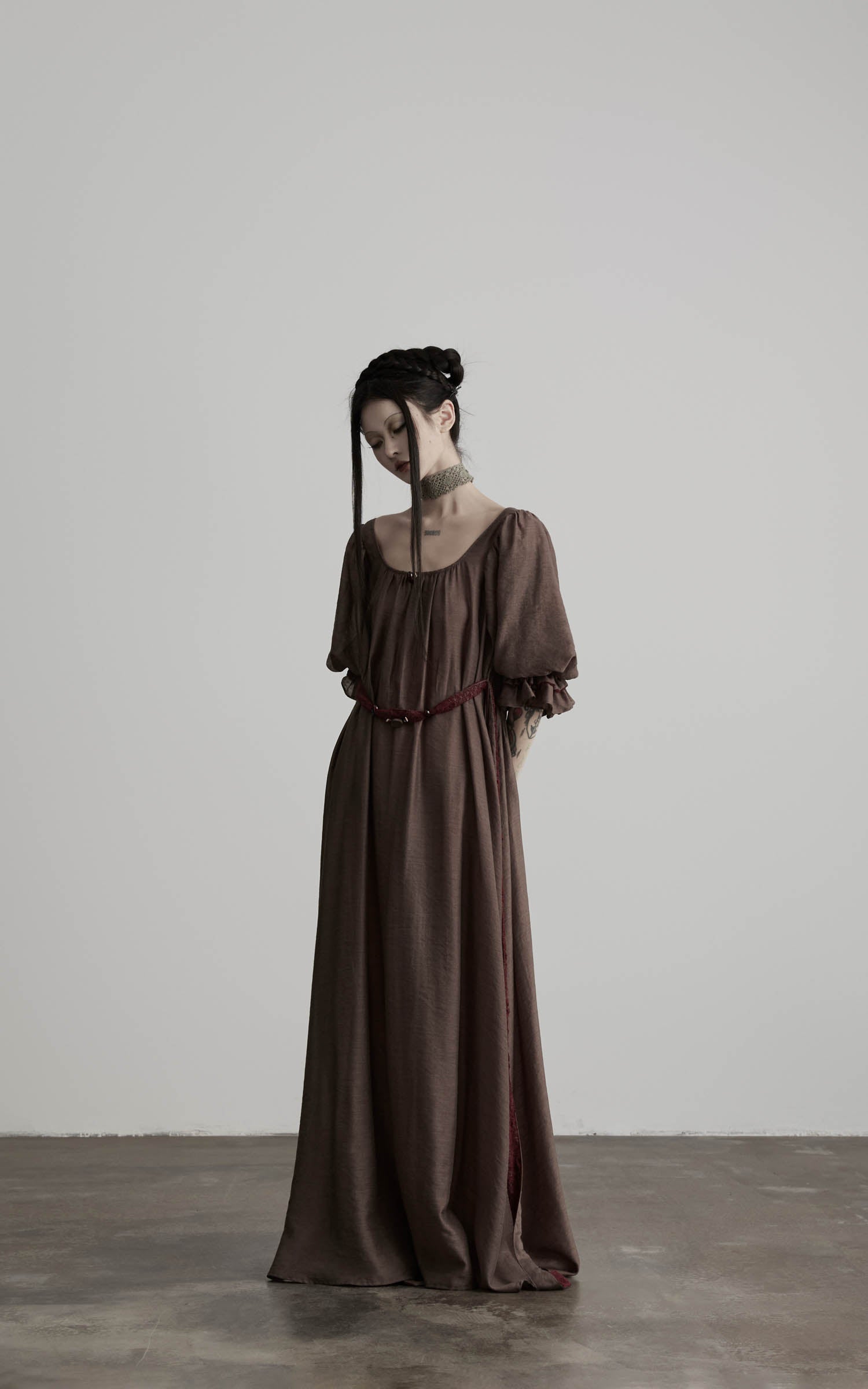 DOINDULGE Square Neck Puff Sleeve Maxi Dress
