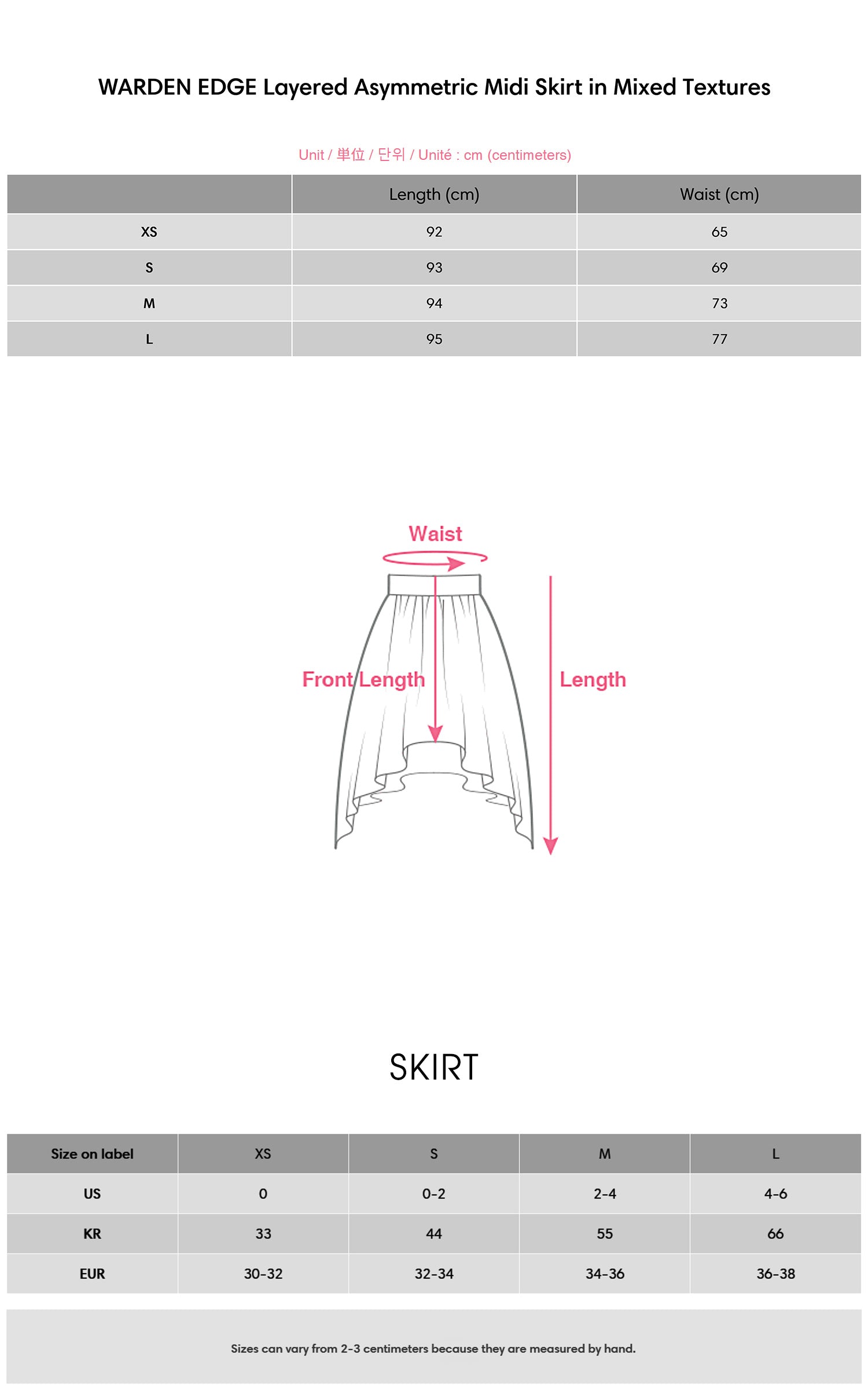 WARDEN EDGE Layered Asymmetric Midi Skirt in Mixed Textures - PINKPARKS