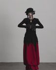 DOINDULGE Pleated Collar Flared Sleeve Ribbed Long Sleeve T-Shirt
