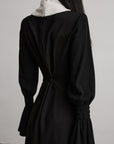 DOINDULGE Structured Contrast Panel High-Neck Dress