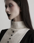 DOINDULGE Structured Contrast Panel High-Neck Dress