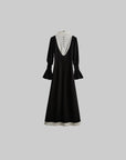 DOINDULGE Structured Contrast Panel High-Neck Dress