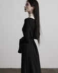 DOINDULGE Structured Contrast Panel High-Neck Dress