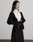 DOINDULGE Structured Contrast Panel High-Neck Dress