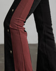 DOINDULGE Low-Rise Contrast Panel Flared Pants