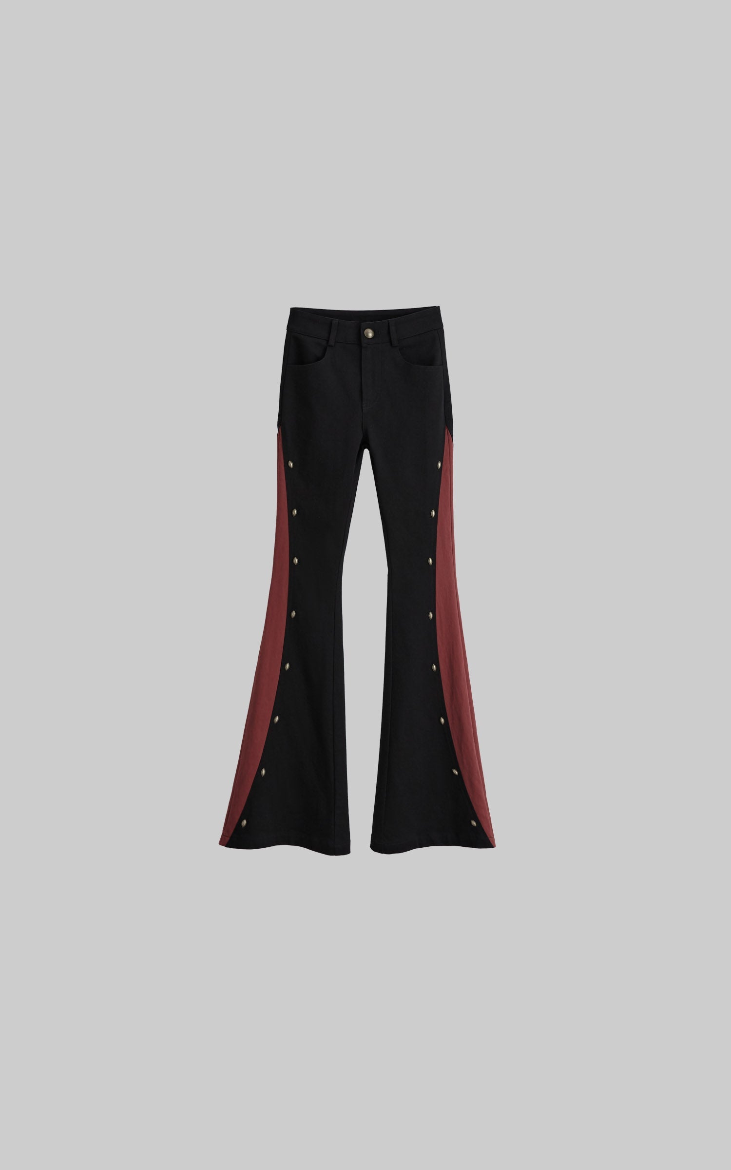 DOINDULGE Low-Rise Contrast Panel Flared Pants