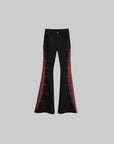 DOINDULGE Low-Rise Contrast Panel Flared Pants