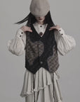 DOINDULGE Asymmetric Patchwork Textured Vest