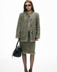 IAMXIAA Textured Tweed Jacket and Skirt Set