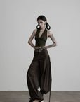 DOINDULGE Rhinestone Wide Leg Pants