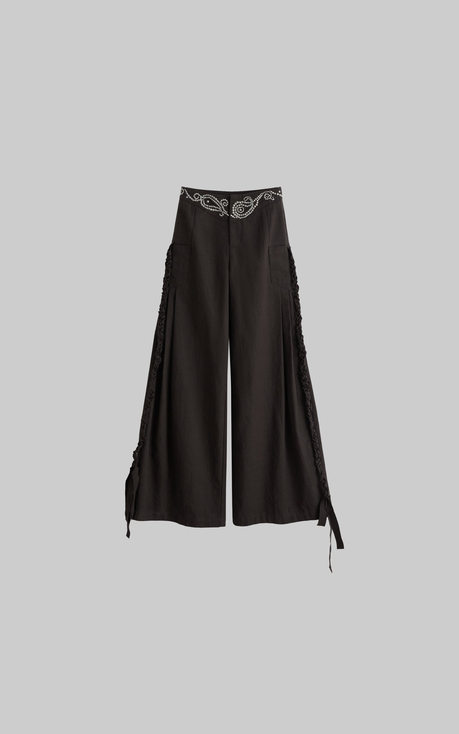 DOINDULGE Rhinestone Wide Leg Pants