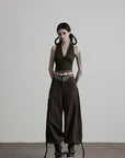 DOINDULGE Halter Tie-Up Crop Top