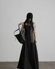 DOINDULGE Embroidered Square Neck Maxi Dress