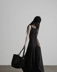 DOINDULGE Embroidered Square Neck Maxi Dress