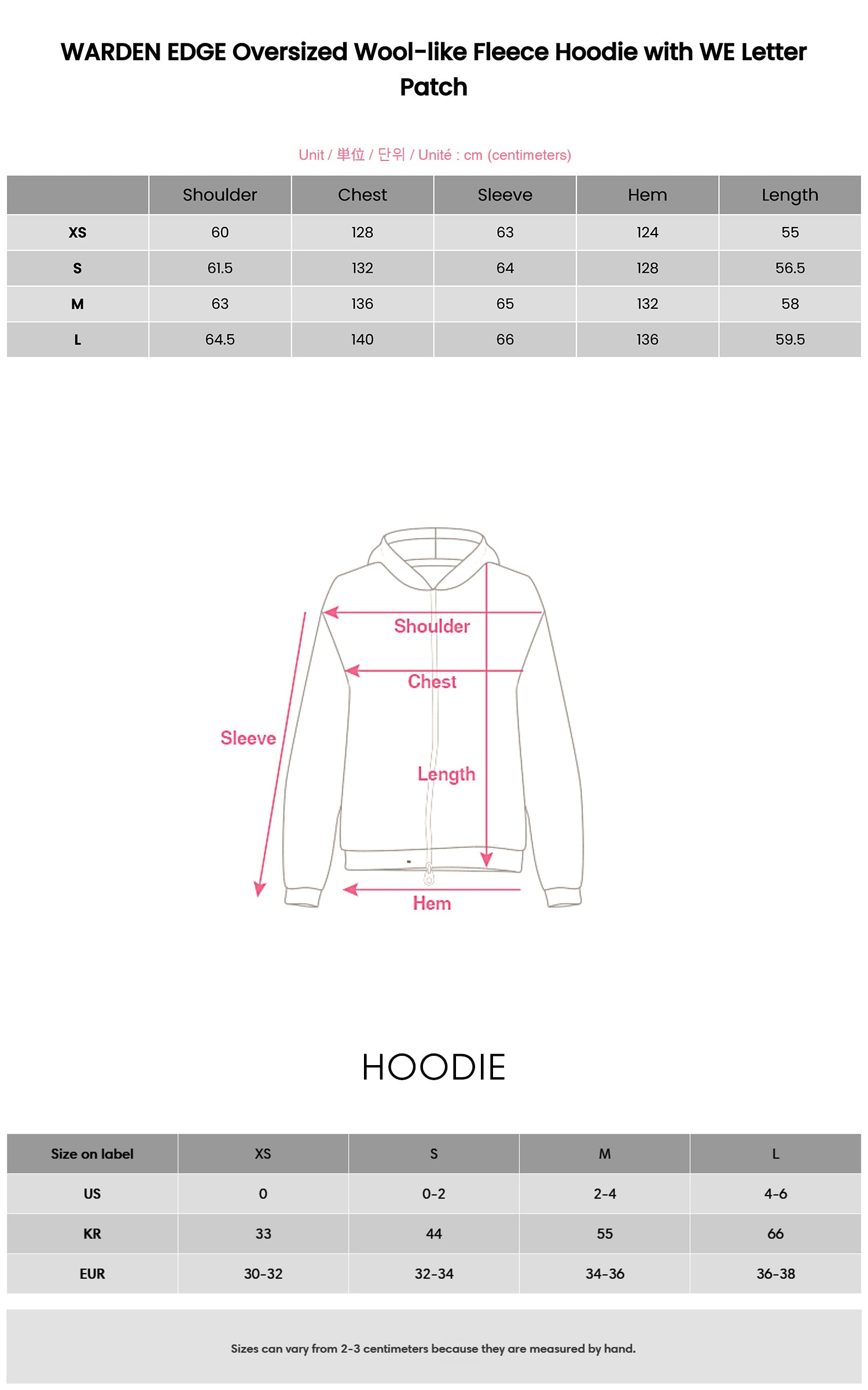 WARDEN EDGE Oversized Wool-like Fleece Hoodie with WE Letter Patch