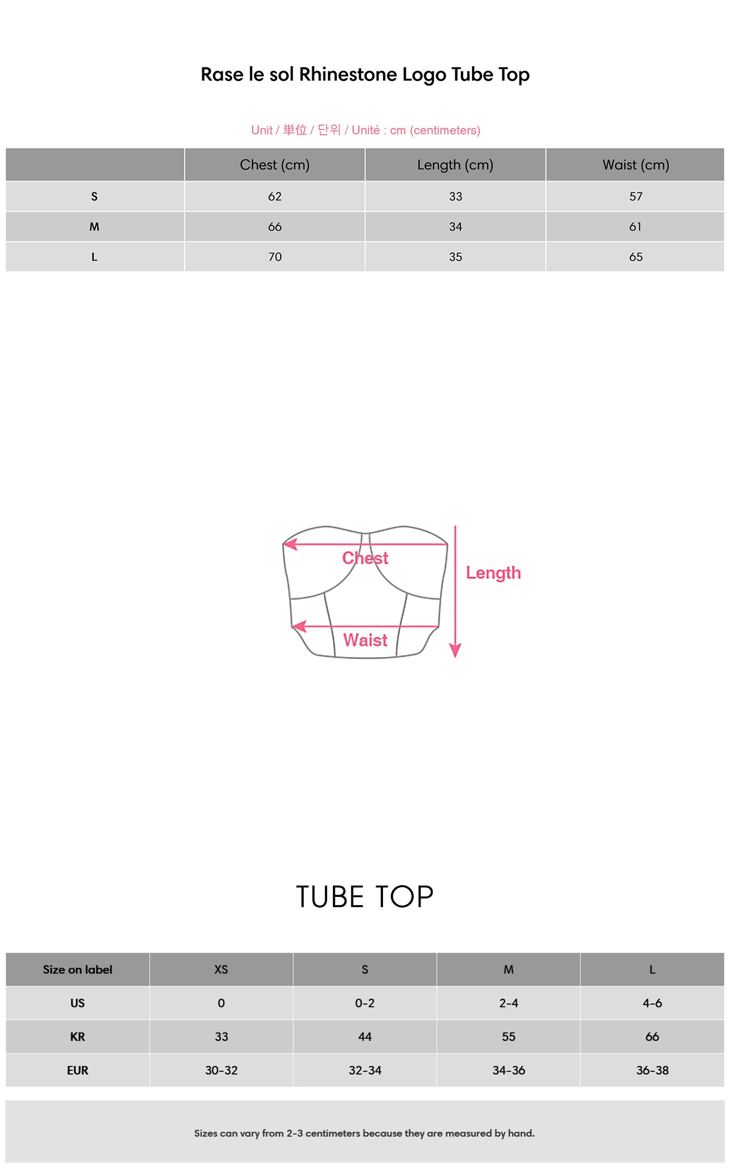 Rase le sol Rhinestone Logo Tube Top - PINKPARKS