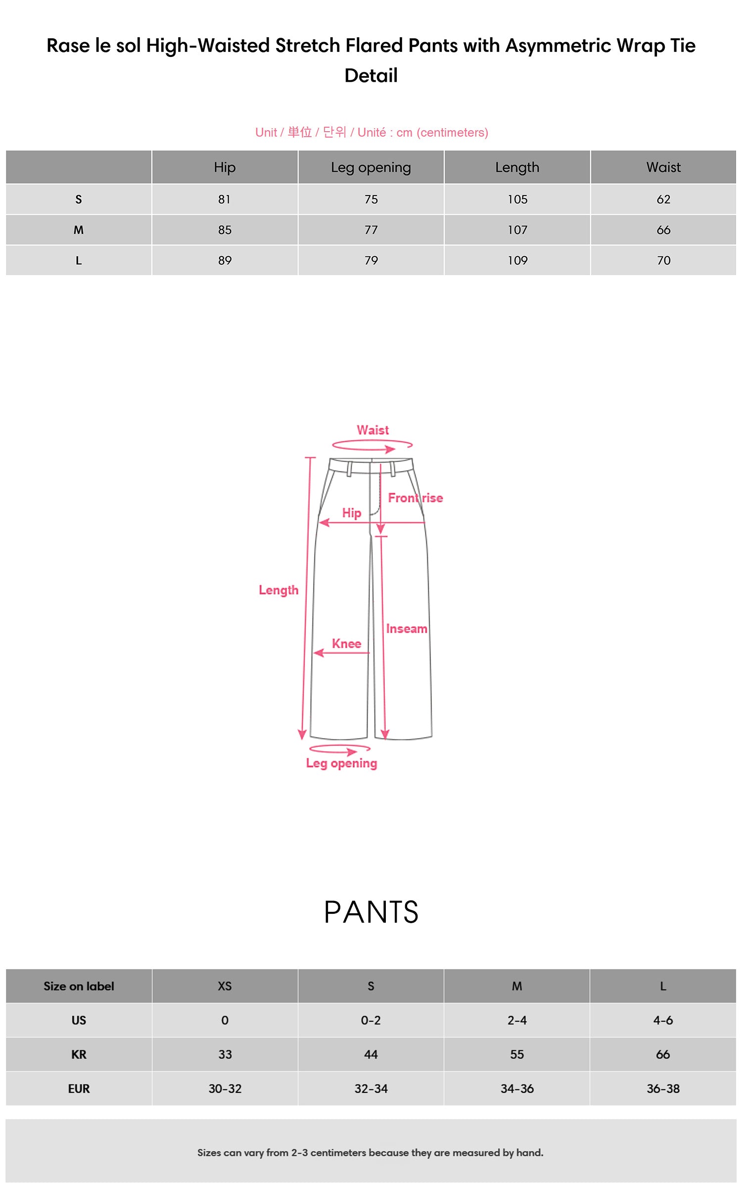 Rase le sol High-Waisted Stretch Flared Pants with Asymmetric Wrap Tie Detail - PINKPARKS