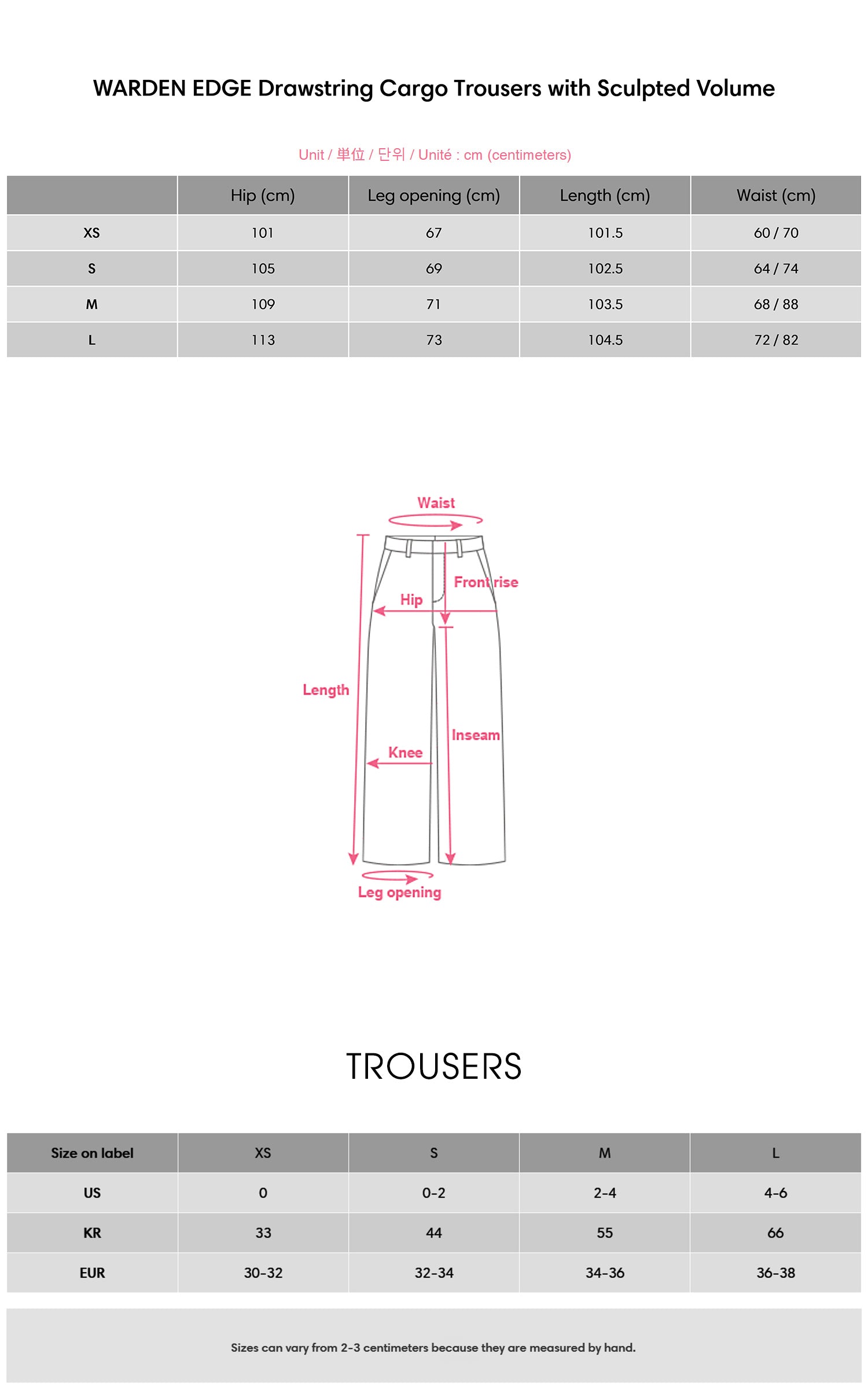 WARDEN EDGE Drawstring Cargo Trousers with Sculpted Volume - PINKPARKS