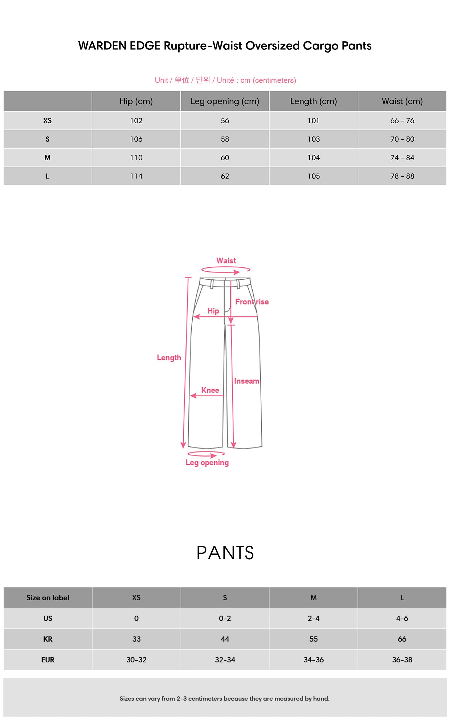 WARDEN EDGE Rupture-Waist Oversized Cargo Pants - PINKPARKS