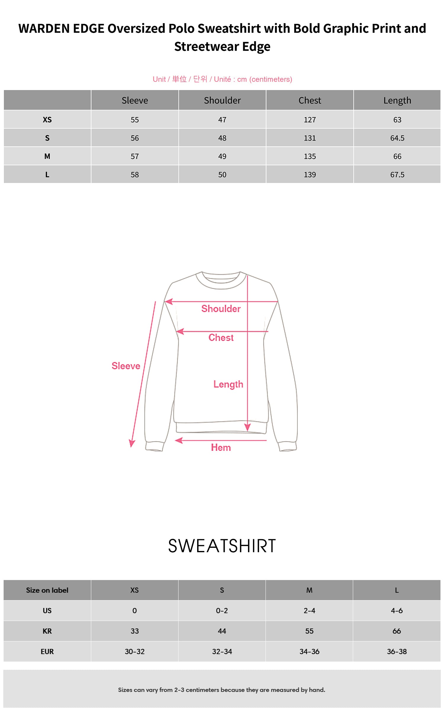 WARDEN EDGE Oversized Polo Sweatshirt with Bold Graphic Print and Streetwear Edge