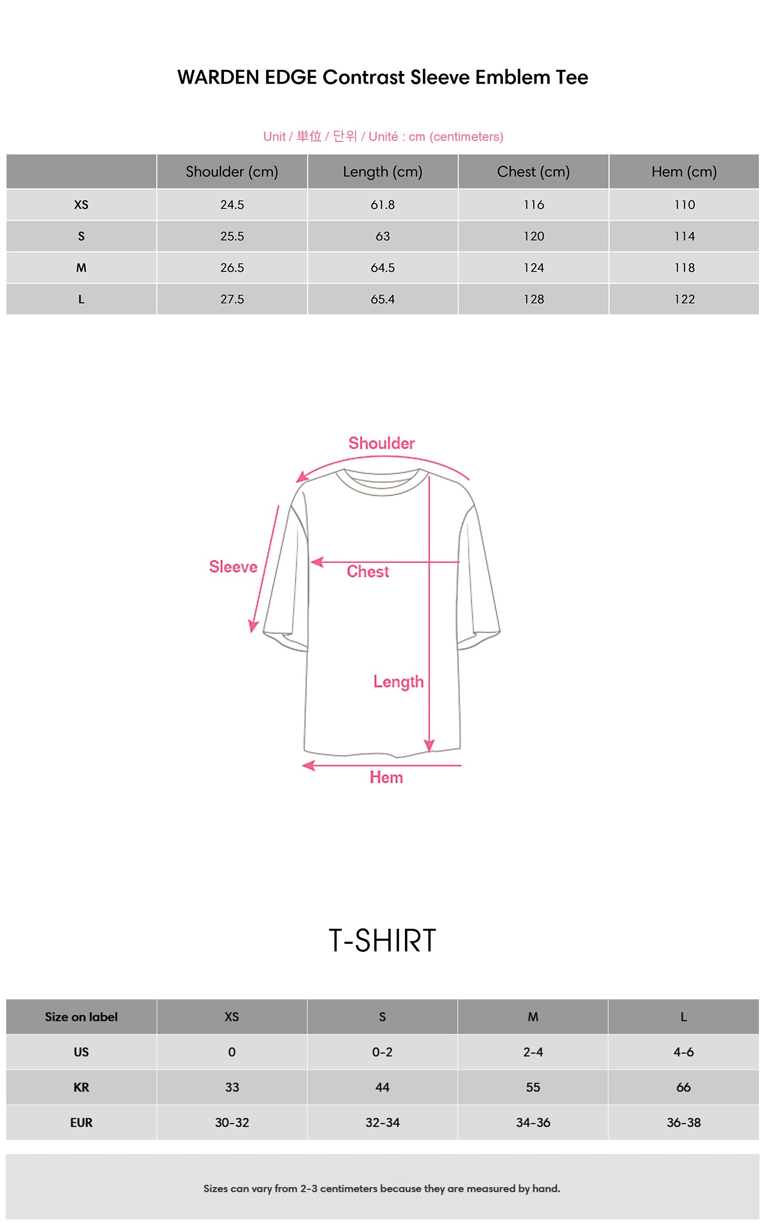 WARDEN EDGE Contrast Sleeve Emblem Tee - PINKPARKS