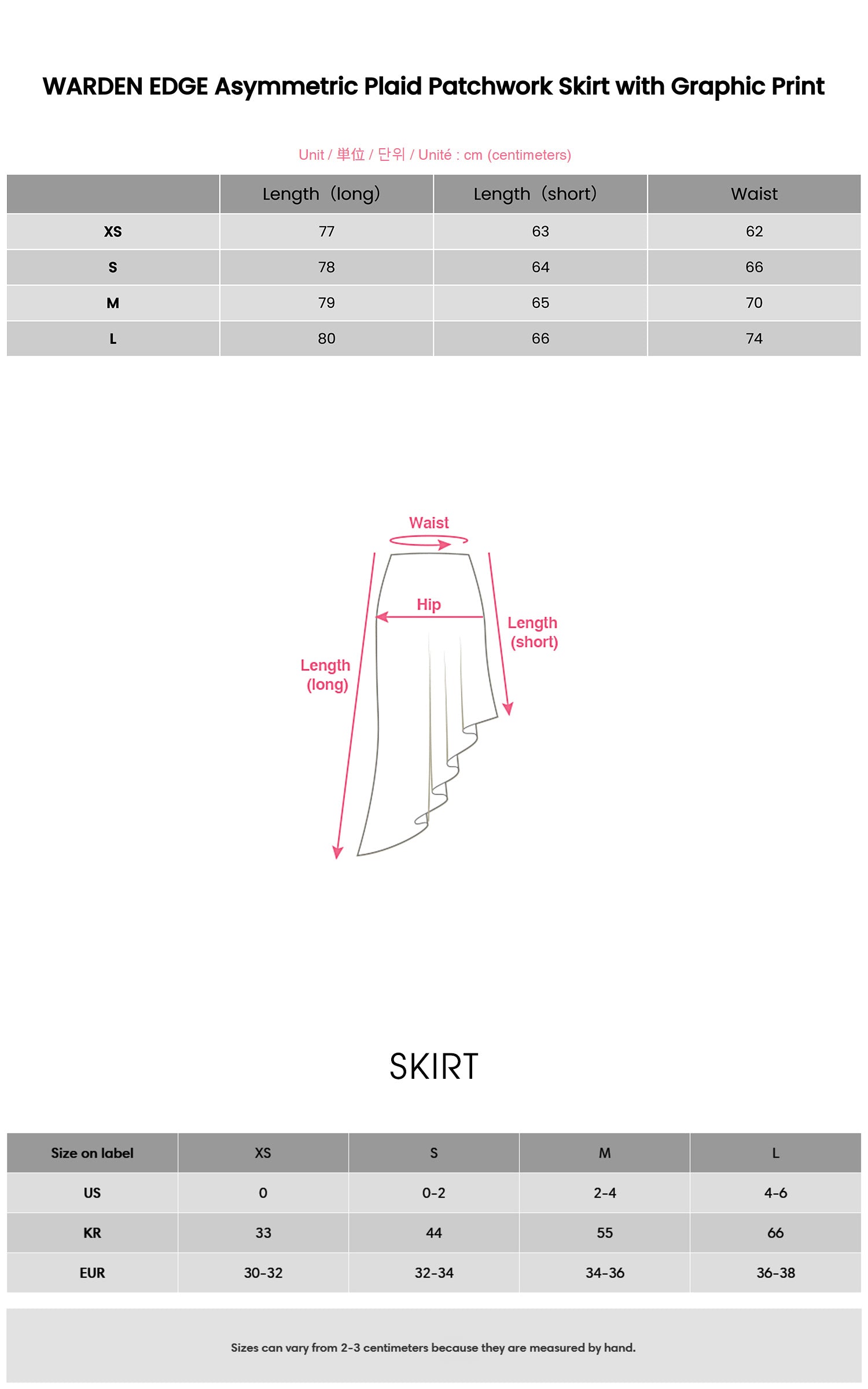WARDEN EDGE グラフィックプリント付きアシンメトリックチェックパッチワークスカート