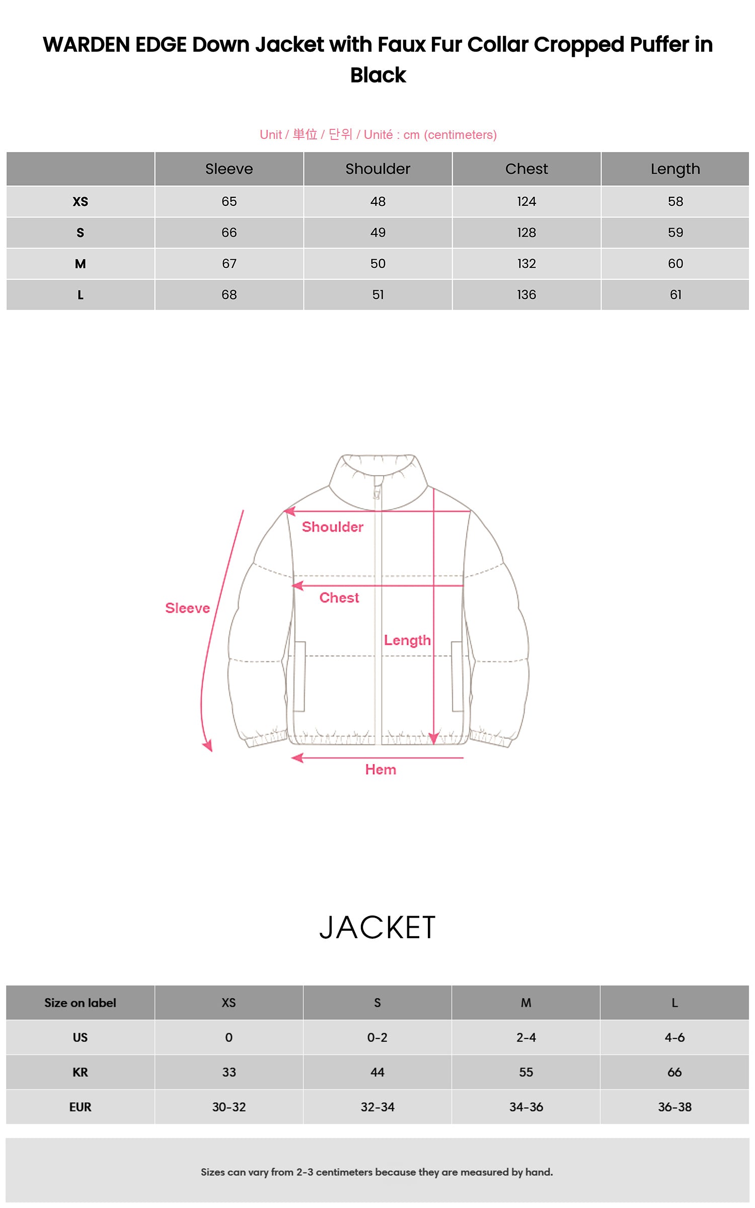 Veste matelassée courte noire avec col en fausse fourrure