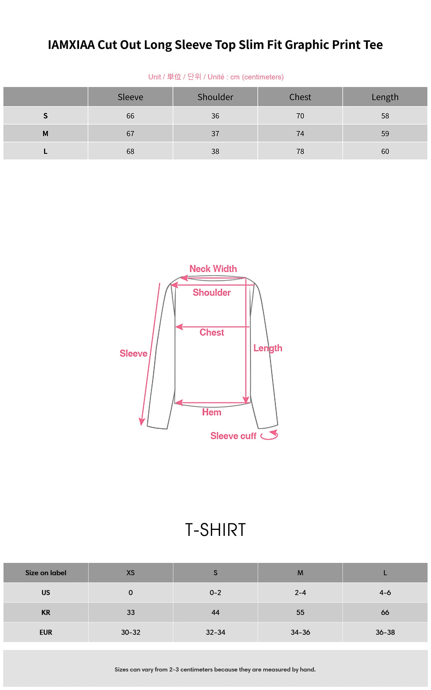 IAMXIAA Cut Out Long Sleeve Top Slim Fit Graphic Print Tee