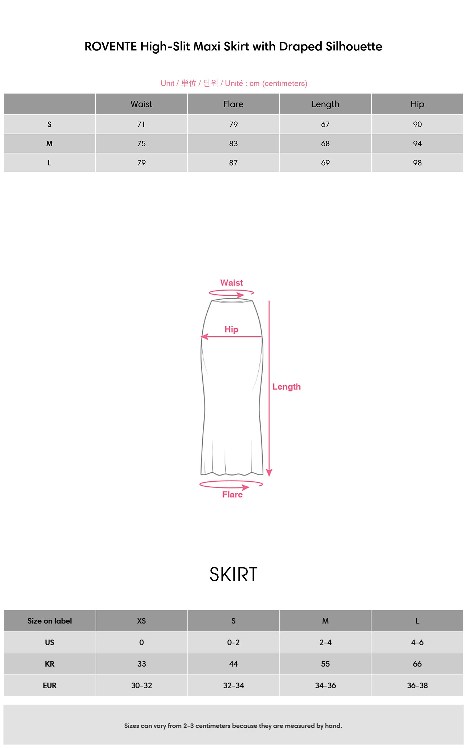 ROVENTE High-Slit Maxi Skirt with Draped Silhouette