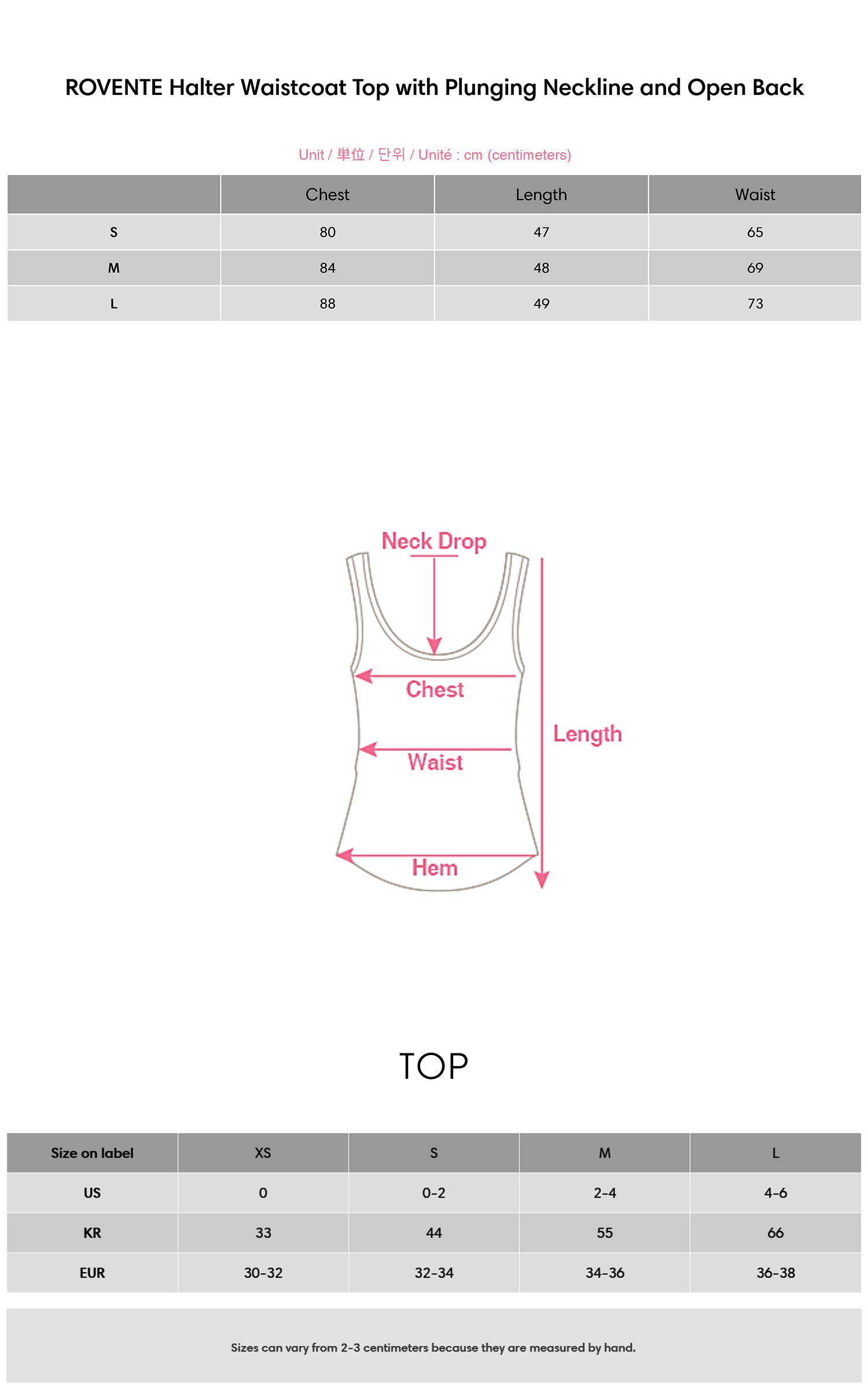 ROVENTE Halter Waistcoat Top with Plunging Neckline and Open Back - PINKPARKS