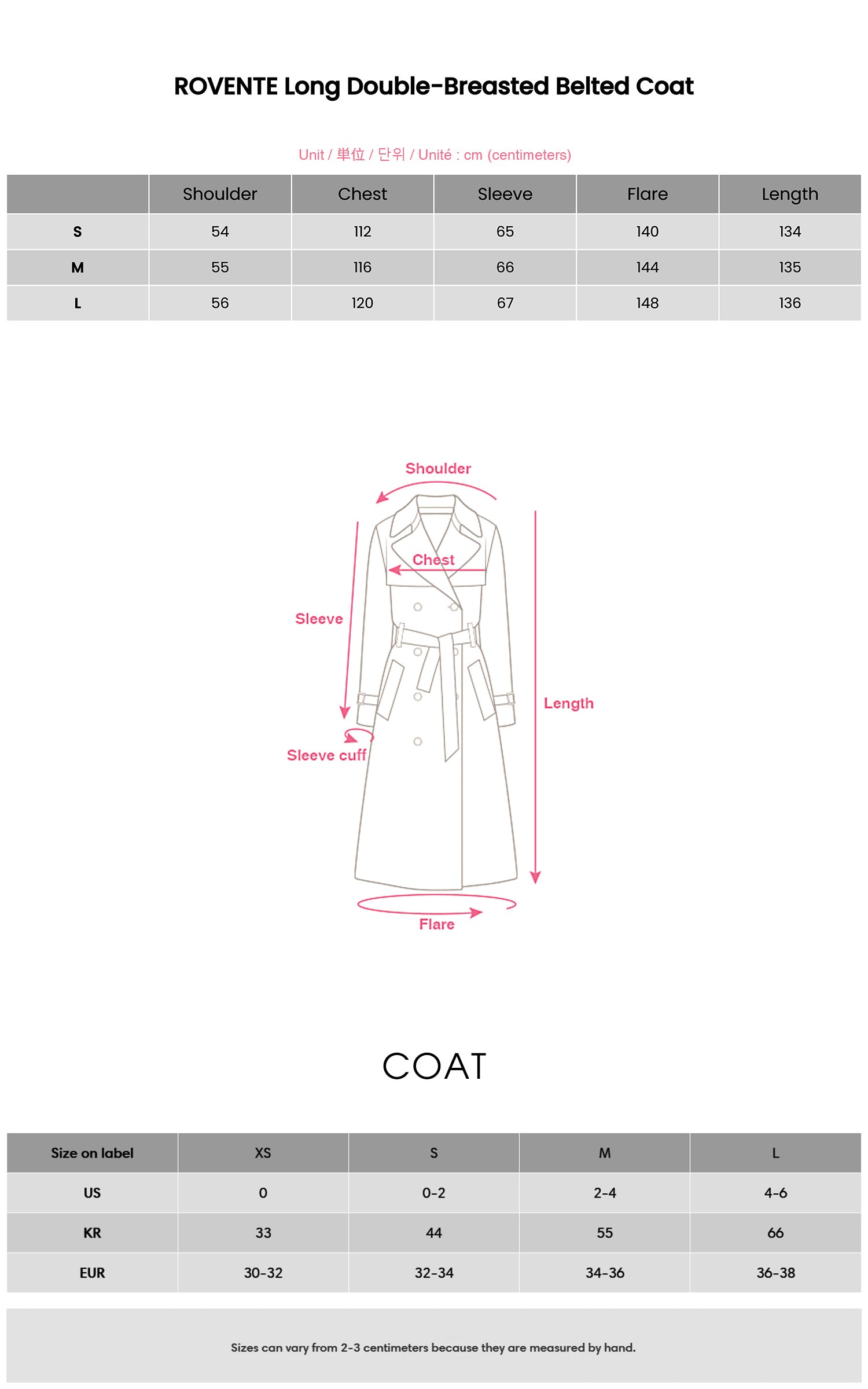 ROVENTE Long Double-Breasted Belted Coat