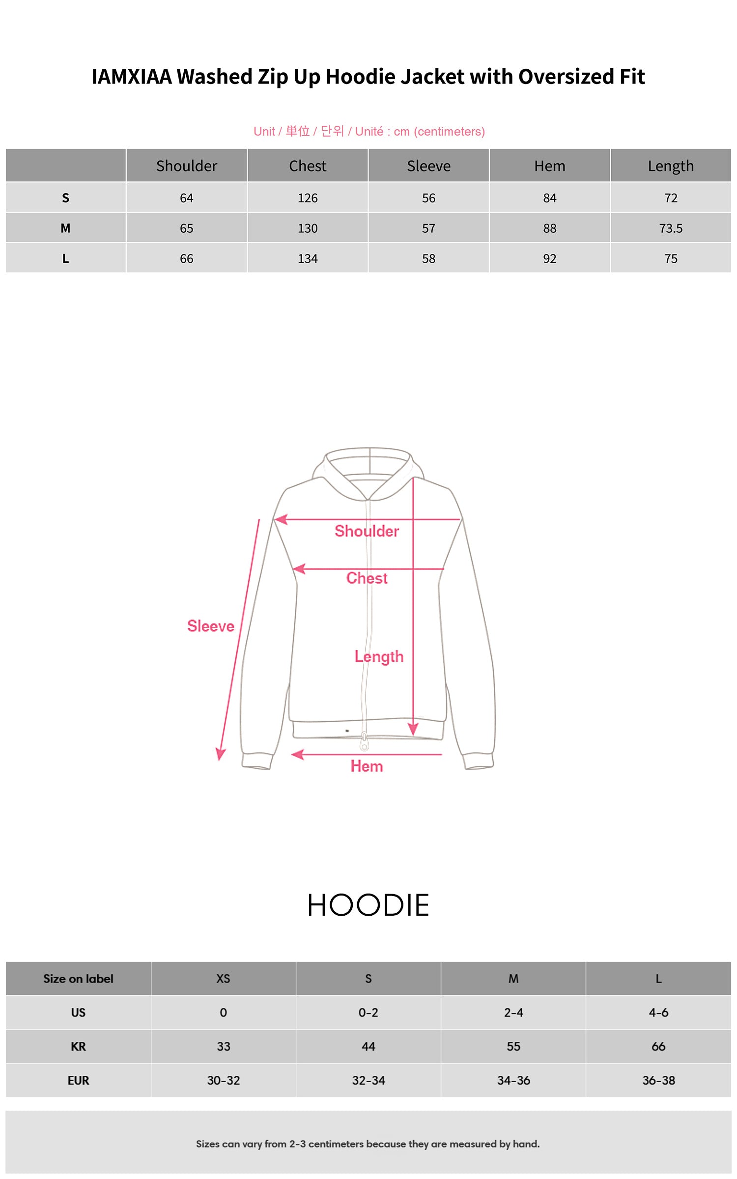 IAMXIAA Washed Zip Up Hoodie Jacket with Oversized Fit