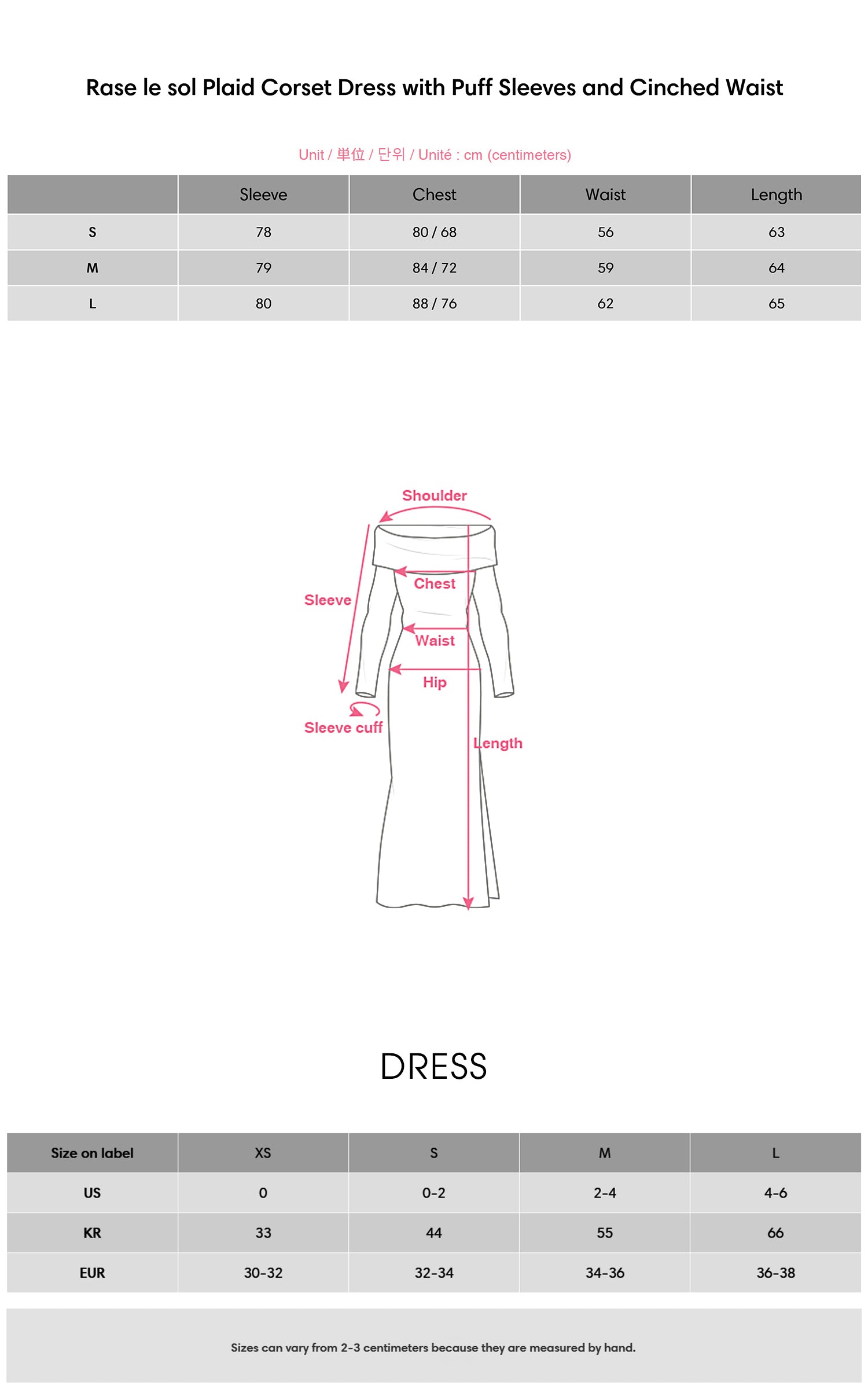 Robe corset à carreaux avec manches bouffantes et taille cintrée