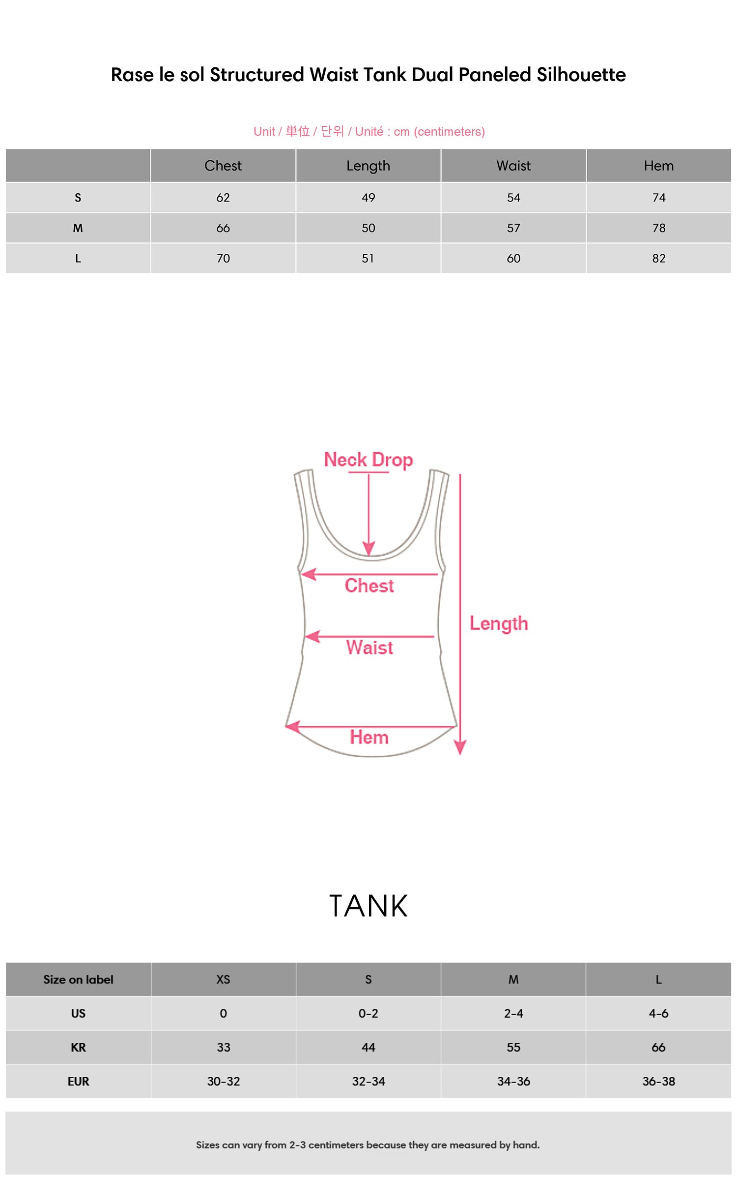 Rase le sol Structured Waist Tank Dual Paneled Silhouette