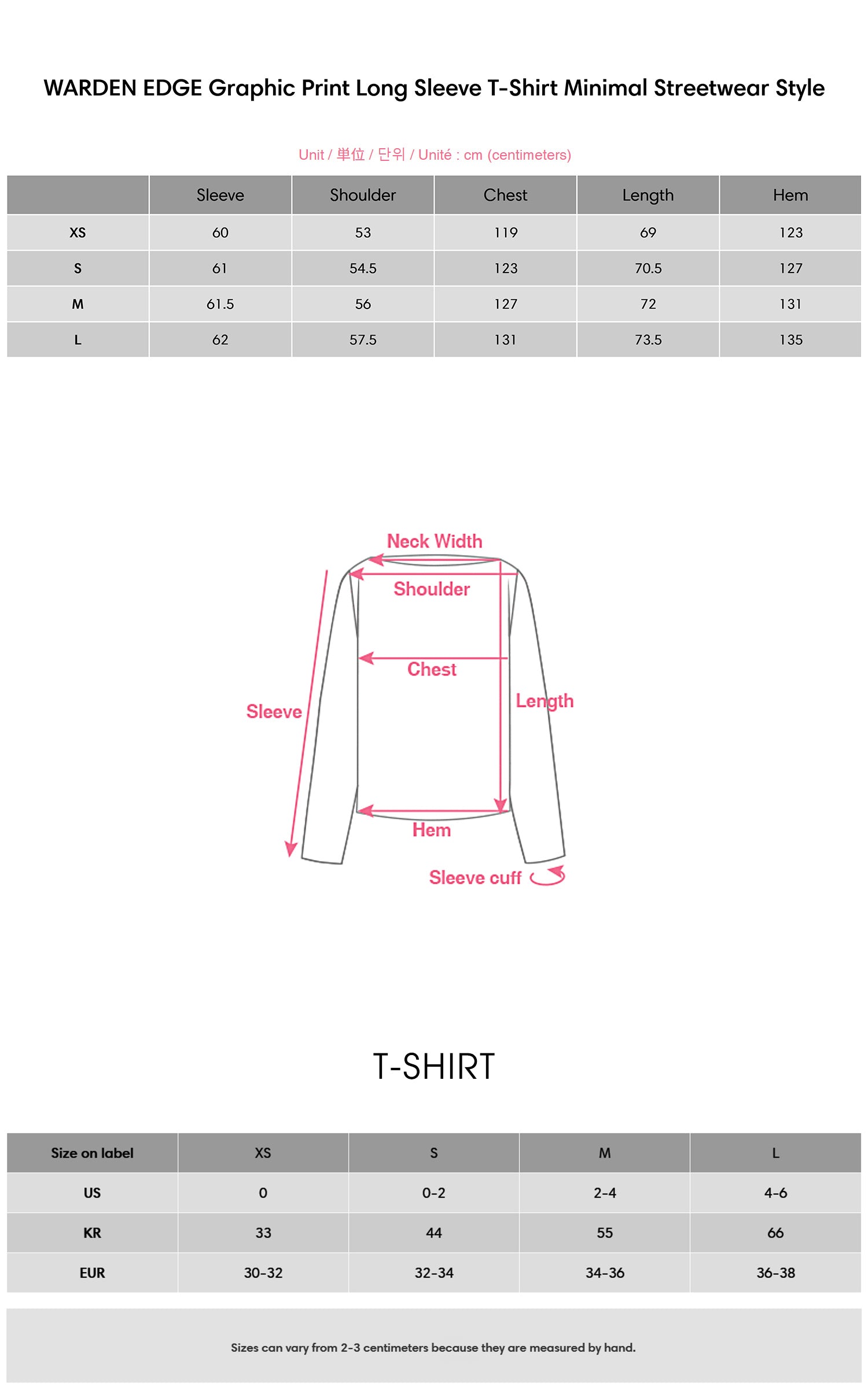 WARDEN EDGE Graphic Print Long Sleeve T-Shirt Minimal Streetwear Style