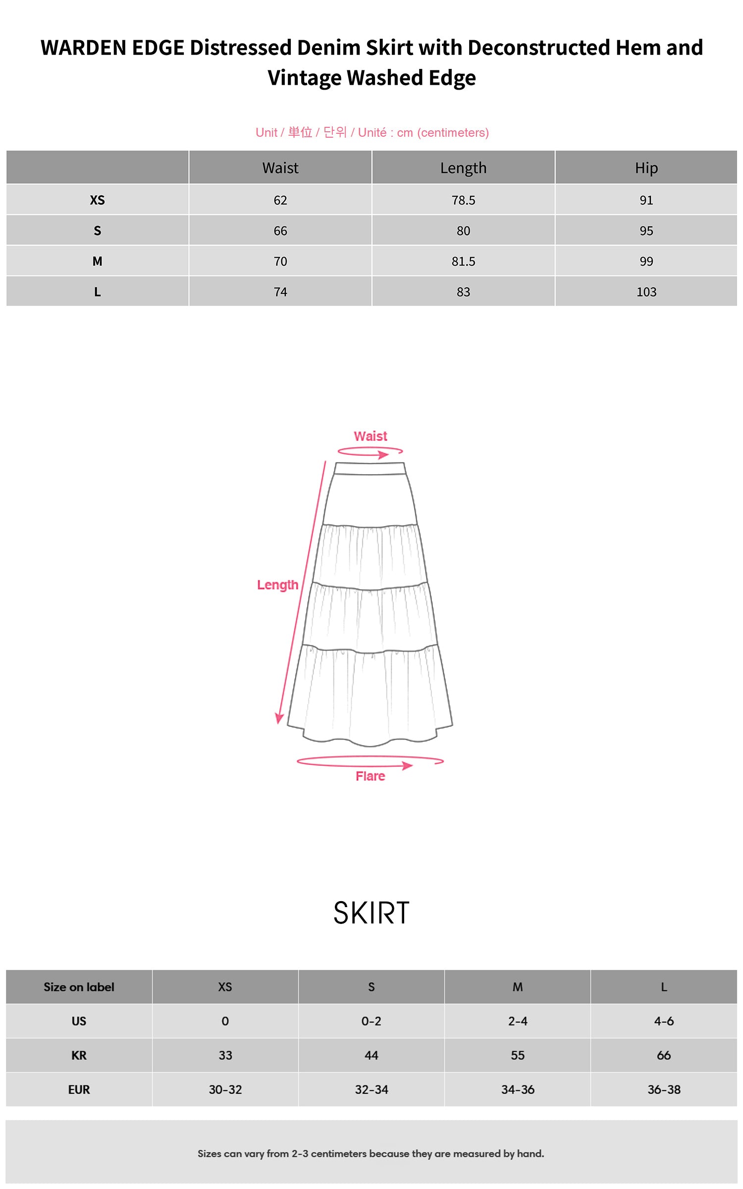 WARDEN EDGE Distressed Denim Skirt with Deconstructed Hem and Vintage Washed Edge