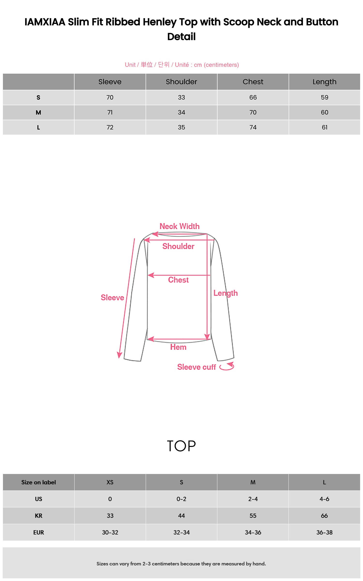 IAMXIAA Slim Fit Ribbed Henley Top with Scoop Neck and Button Detail