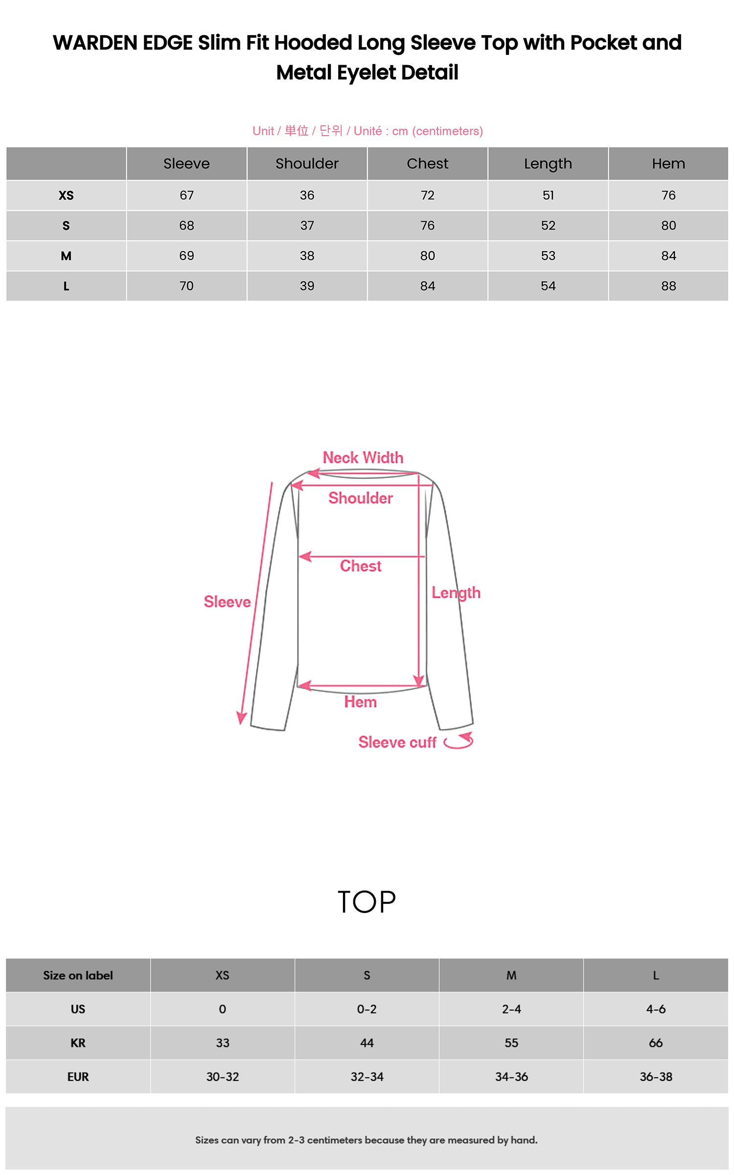 WARDEN EDGE Slim Fit Hooded Long Sleeve Top with Pocket and Metal Eyelet Detail