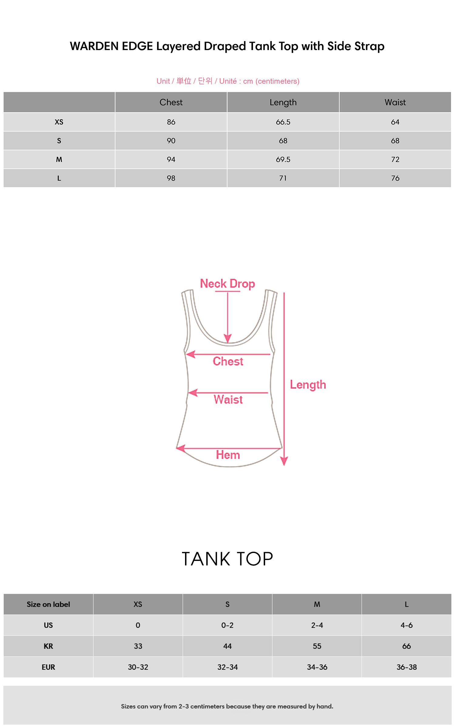WARDEN EDGE Layered Draped Tank Top with Side Strap - PINKPARKS