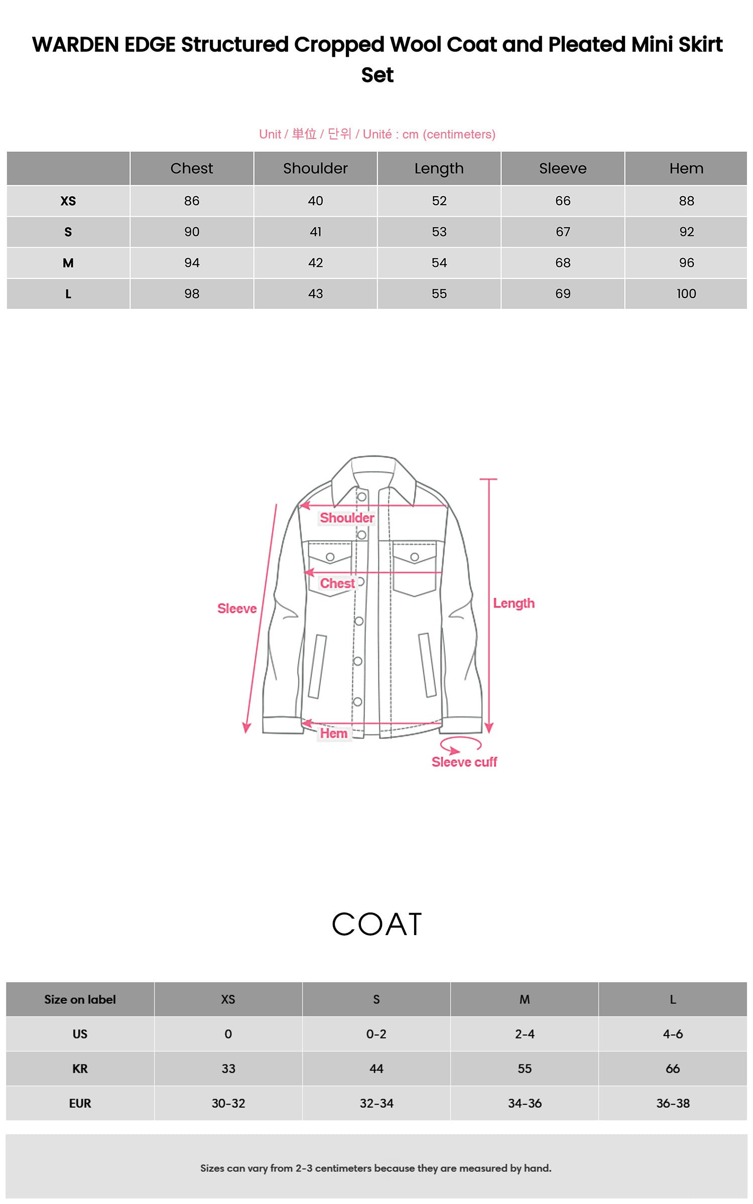 WARDEN EDGE Structured Cropped Wool Coat and Pleated Mini Skirt Set