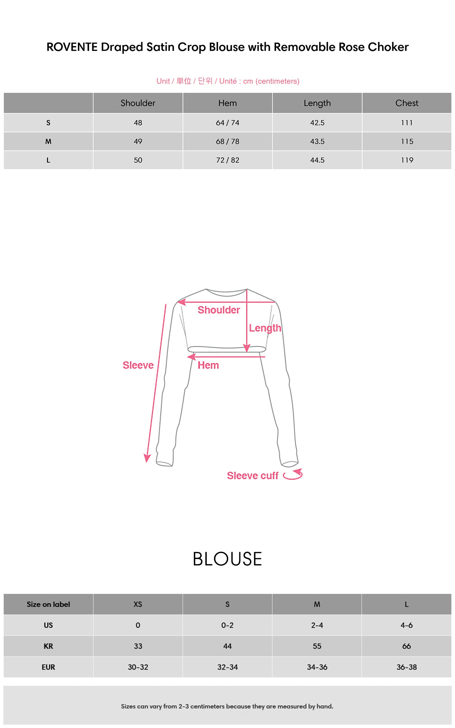 ROVENTE Draped Satin Crop Blouse with Removable Rose Choker
