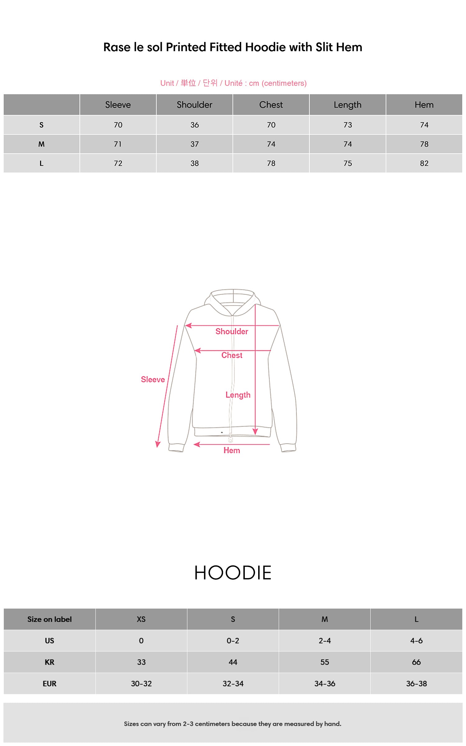 Rase le sol Printed Fitted Hoodie with Slit Hem