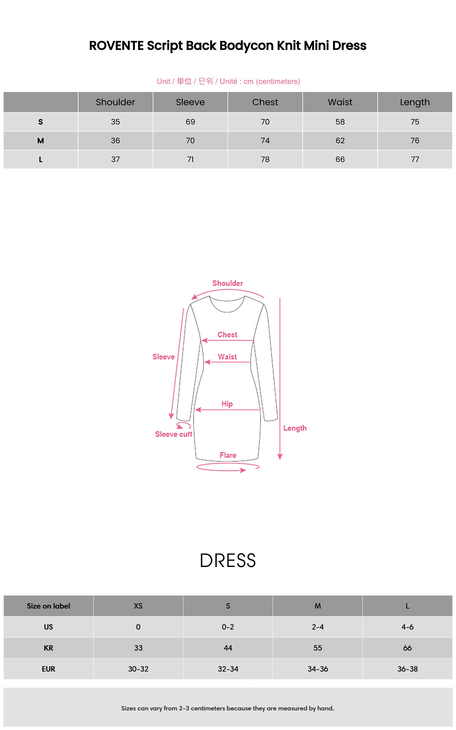 ROVENTE Script Back Bodycon Knit Mini Dress