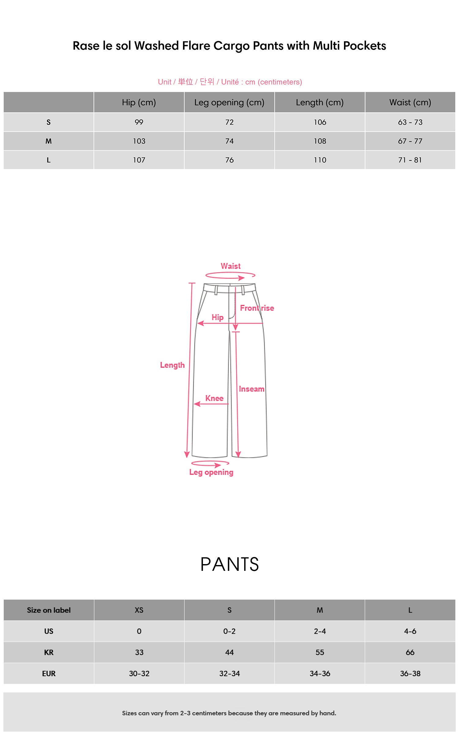 Rase le sol Washed Flare Cargo Pants with Multi Pockets - PINKPARKS