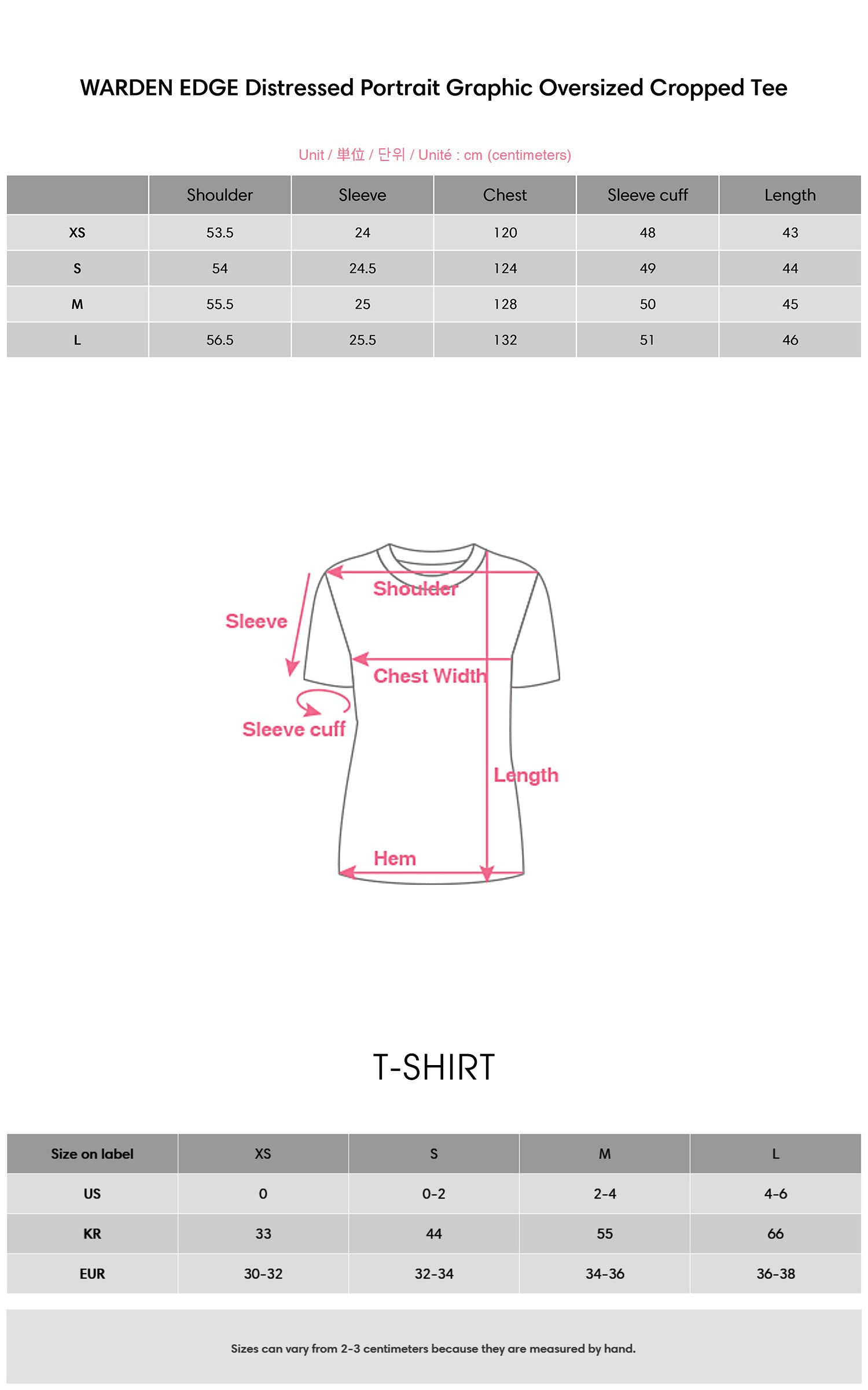 WARDEN EDGE Distressed Portrait Graphic Oversized Cropped Tee - PINKPARKS