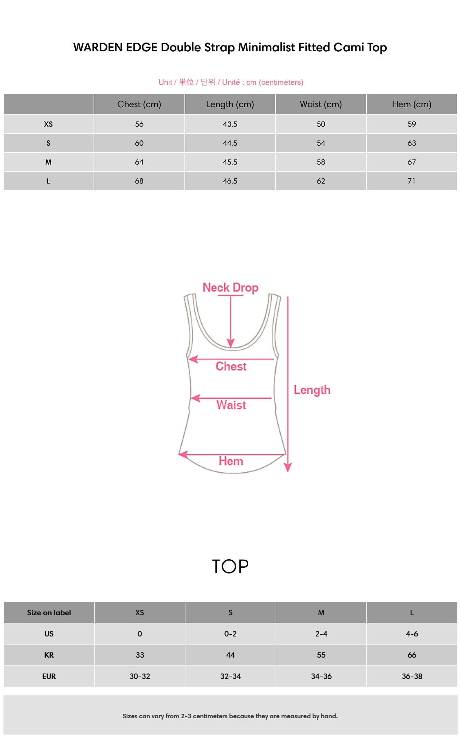 WARDEN EDGE Double Strap Minimalist Fitted Cami Top - PINKPARKS