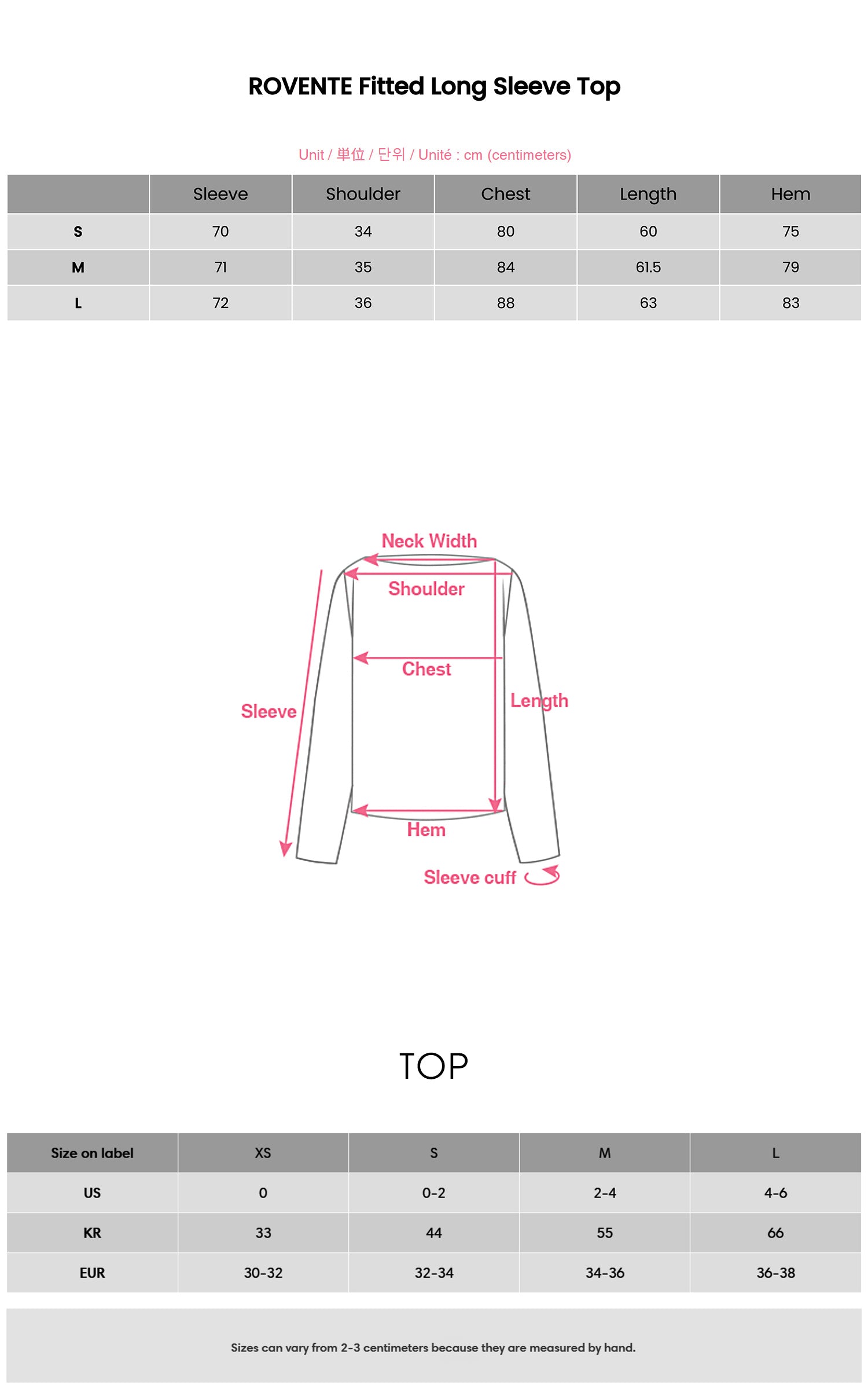 ROVENTE フィットした長袖トップ