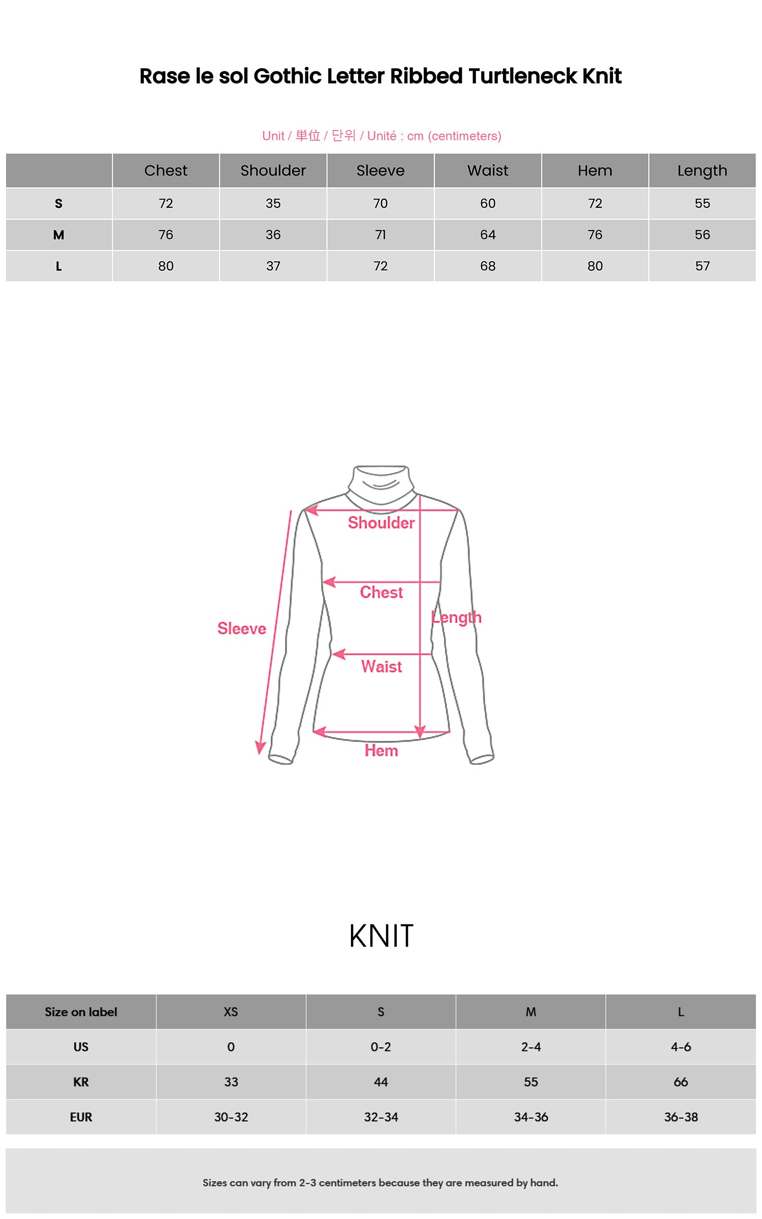 Rase le sol Gothic Letter Ribbed Turtleneck Knit